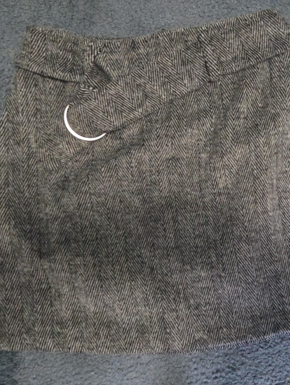Primark Gray Herringbone Mini Skirt with Ring Detail